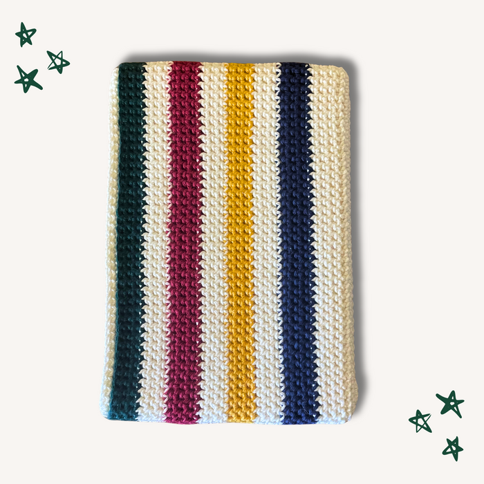 Striped Crochet Book Sleeve - L (Coastal Stripe)