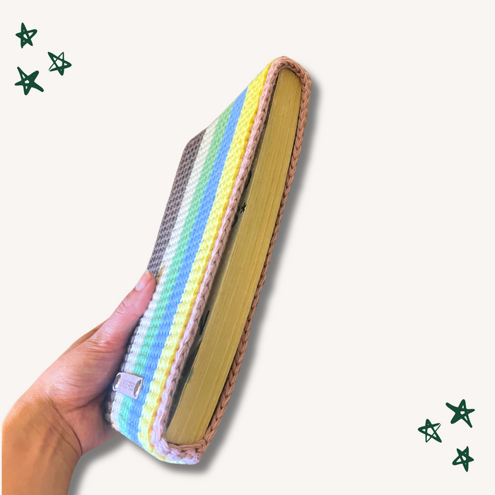 Striped Crochet Book Sleeve - M (Multi Stripe)