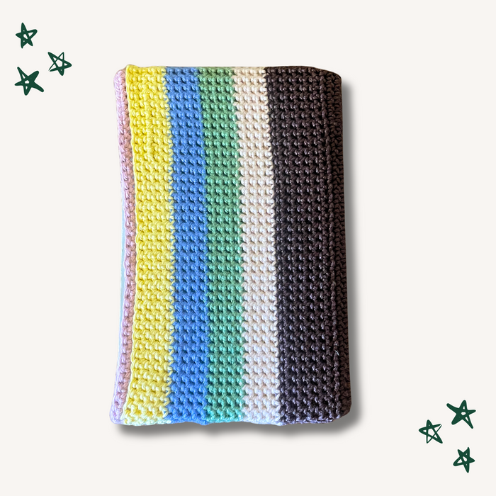 Striped Crochet Book Sleeve - M (Multi Stripe)